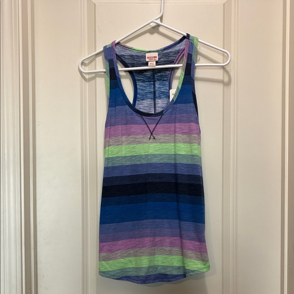 Mossimo Supply Co. XS Blue, Purple, Pink and Green Striped Tank Top